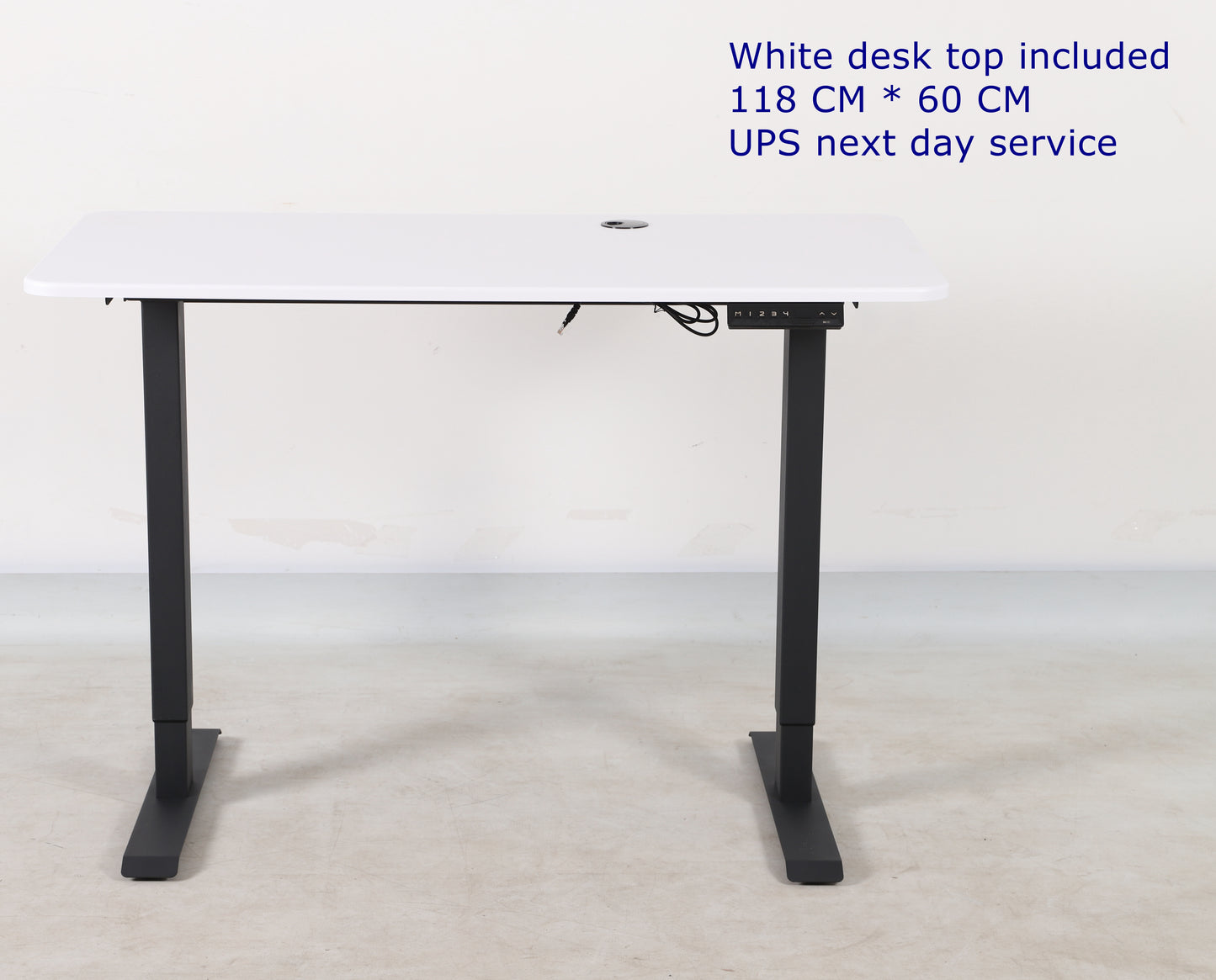 Electric Standing Desk Height-Adjustable Table (Black frame White table top)