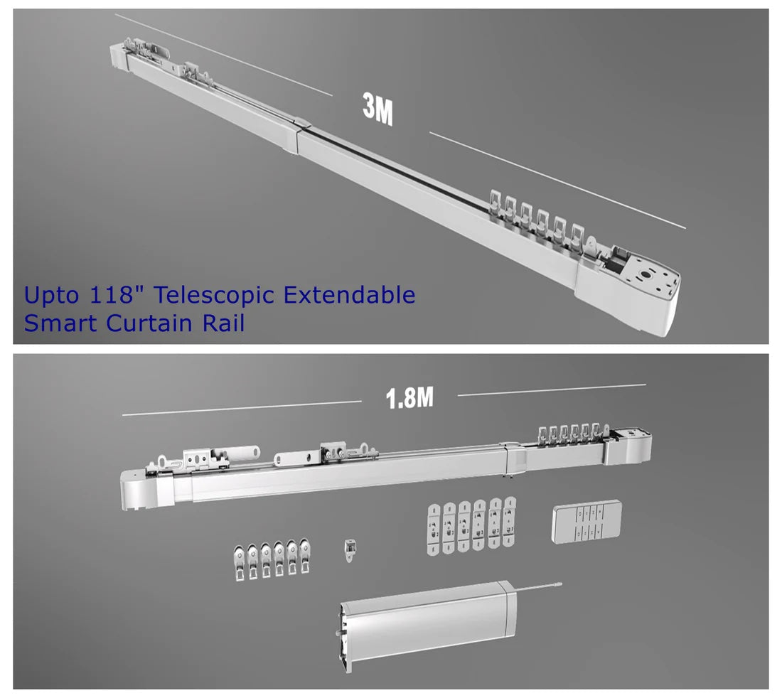 3-meter (118-inch) Telescopic Extendable Smart Curtain System